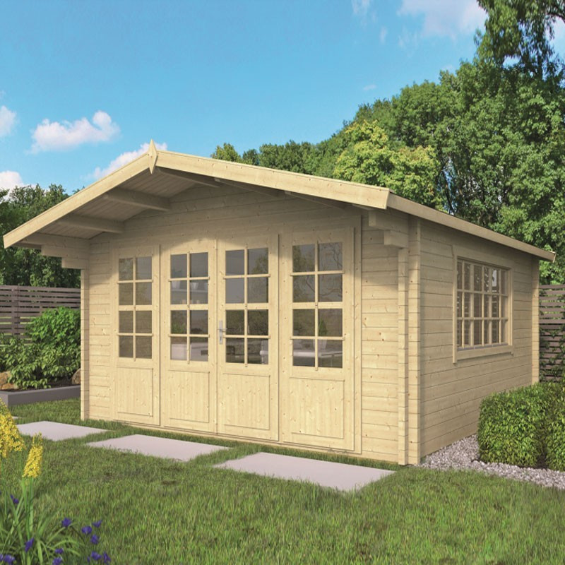 Tuindeco - Chalet bois massif 13,4m² - 58mm - Qualité résidentielle - Blackpool