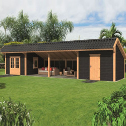 Tuindeco - Bâtiment modulaire pour jardin Bergen L type 12 - Noir