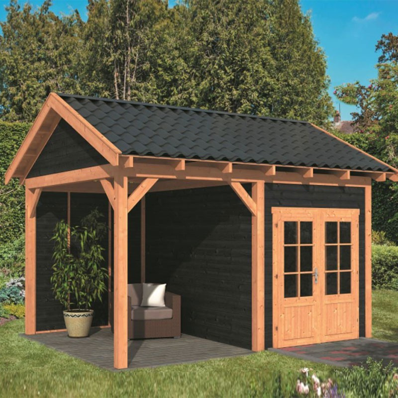 Tuindeco - Bâtiment modulaire pour jardin Hamar L type 3 - Paroi noir