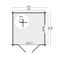 Tuindeco - Cabanon bois massif  5,4m² - 19mm -  Valery