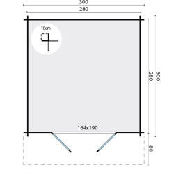 Tuindeco - Chalet bois massif 7,8 m² - 28 mm - Perlund