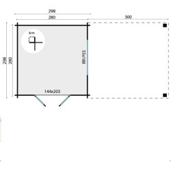 Tuindeco - Chalet bois massif 16,2 m² - 28 mm - Dellinger