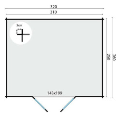 Tuindeco - Cabanon bois massif 8,32 m² - 28 mm - Hypermoderne