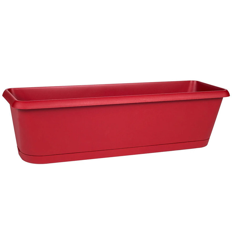 EDA Plastiques - Jardinière Chorus 60cm + plateau clips Rouge - 59x19x16cm - 11.6L