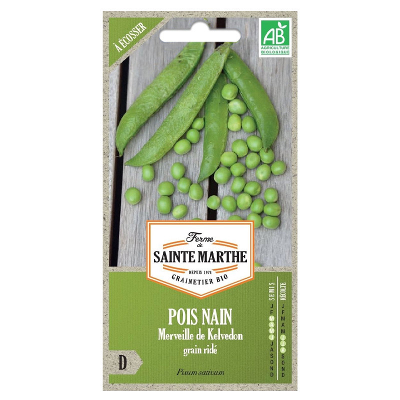 La ferme Sainte Marthe - 310 graines AB - Pois Nain Merveille de Kelvedon - Grain ridé à écosser