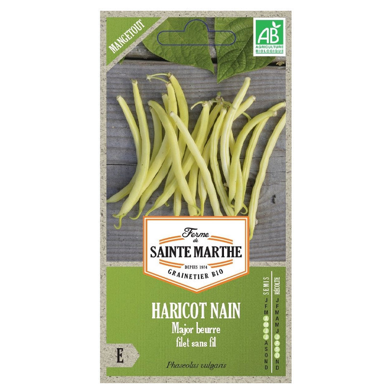 La ferme Sainte Marthe - Env.280 graines AB - Haricot Nain Major Mangetout