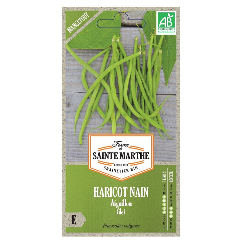 La ferme Sainte Marthe - Env.235 graines AB - Haricot Nain Aiguillon Filet Mangetout