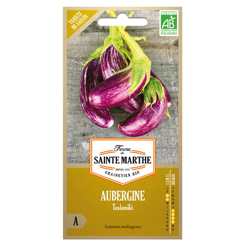 La ferme Sainte Marthe - 50 graines AB - Aubergine Tsakoniki