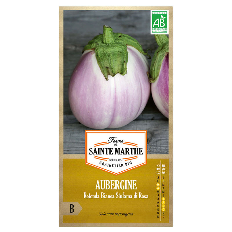 La ferme Sainte Marthe - 50 graines AB- Aubergine Rotonda Bianca Sfumata Di Rosa