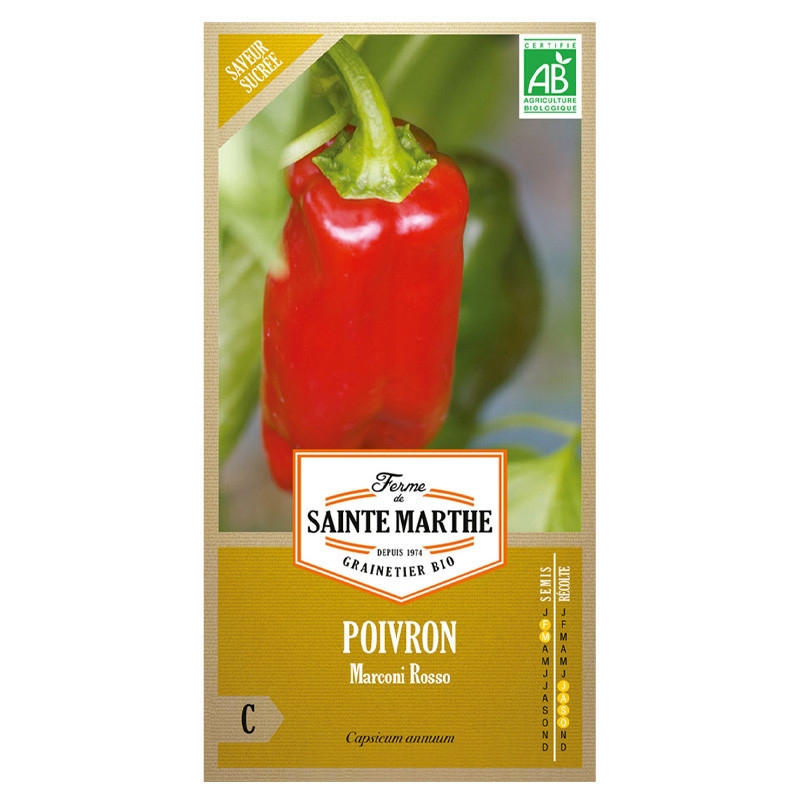 La ferme Sainte Marthe - 30 graines AB - Poivron Marconi Rosso