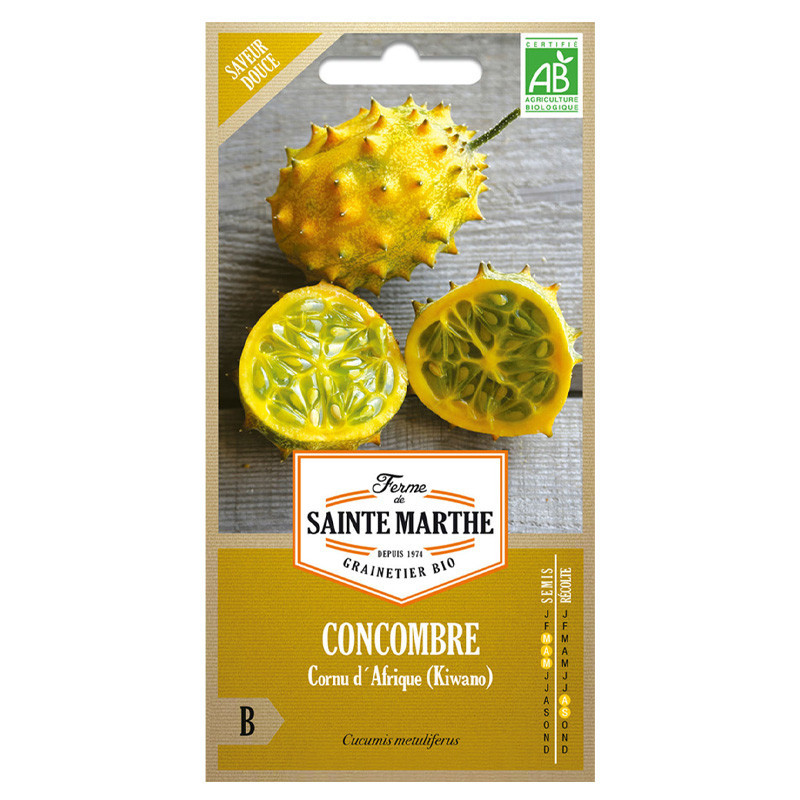 La ferme Sainte Marthe - 20 graines AB - Concombre Cornu d'Afrique Kiwano