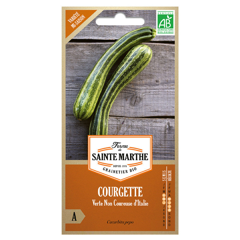 La ferme Sainte Marthe - 15 graines AB - Courgette Verte non coureuse d'Italie