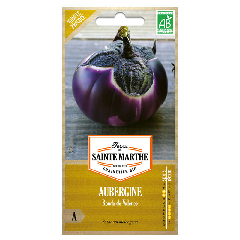 La ferme Sainte Marthe - 50 graines AB - Aubergine Ronde de Valence