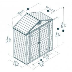 SKYLIGHT SHED 6X3 MIDNIGHT GREY