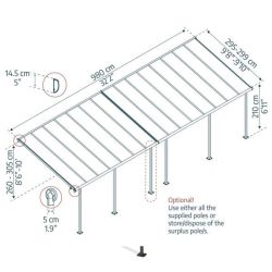 SIERRA PATIO COVER 3X9.71 GREY CLEAR