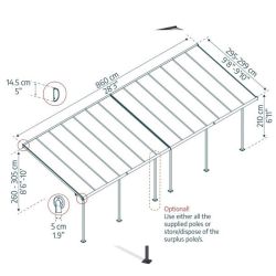 SIERRA PATIO COVER 3X8.50 GREY CLEAR