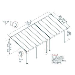 SIERRA PATIO COVER 3X7.30 GREY CLEAR