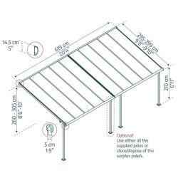 SIERRA PATIO COVER 3X6.10 GREY CLEAR