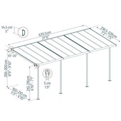 SIERRA PATIO COVER 2.3X6.9 GREY CLEAR