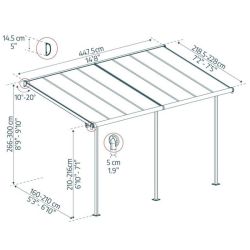 SIERRA PATIO COVER 2.3X4.6 WHITE CLEAR