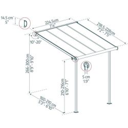 SIERRA PATIO COVER 2.3X2.3 GREY CLEAR